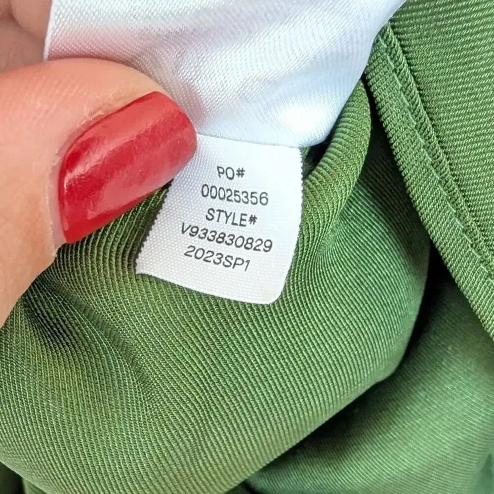 Vince Сrushed A-line Skirt Womens 6 Green Smocked Tiered Mid-rise Midi Maxi NWT